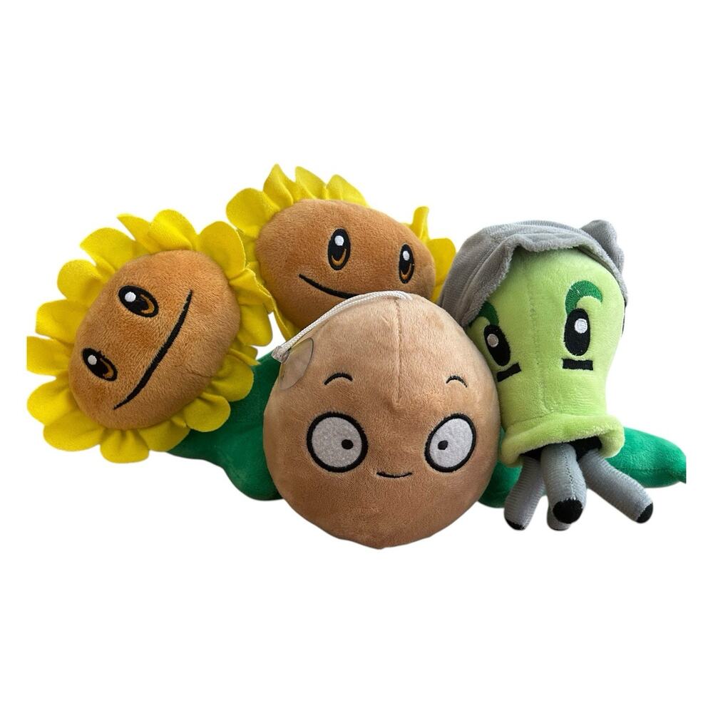 Plants vs Zombies Twin Sunflower, Peashooter & Wall Nut 7” Plush